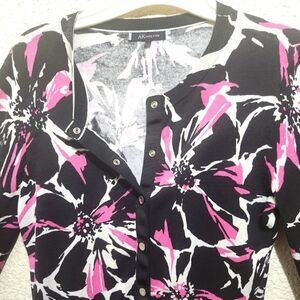 Anne Klein Floral Cardigan Sweater